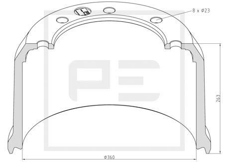 PE AUTOMOTIVE stabdžių būgnas 046.636-00A